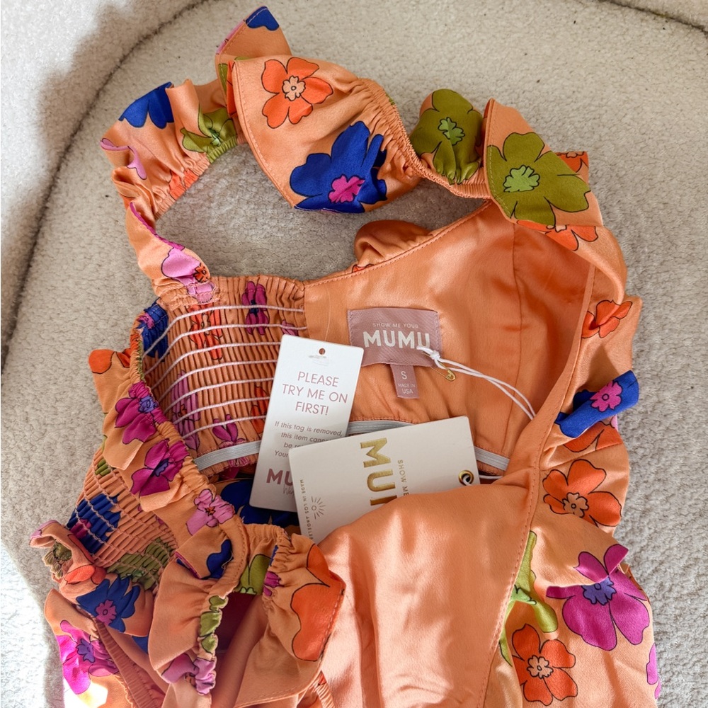 NWT Show Me Your Mumu Orange Floral Poppin’ Poppy Lane Midi Dress - Picture 9 of 9